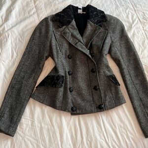 Women's Gray Double-Breasted Jacket